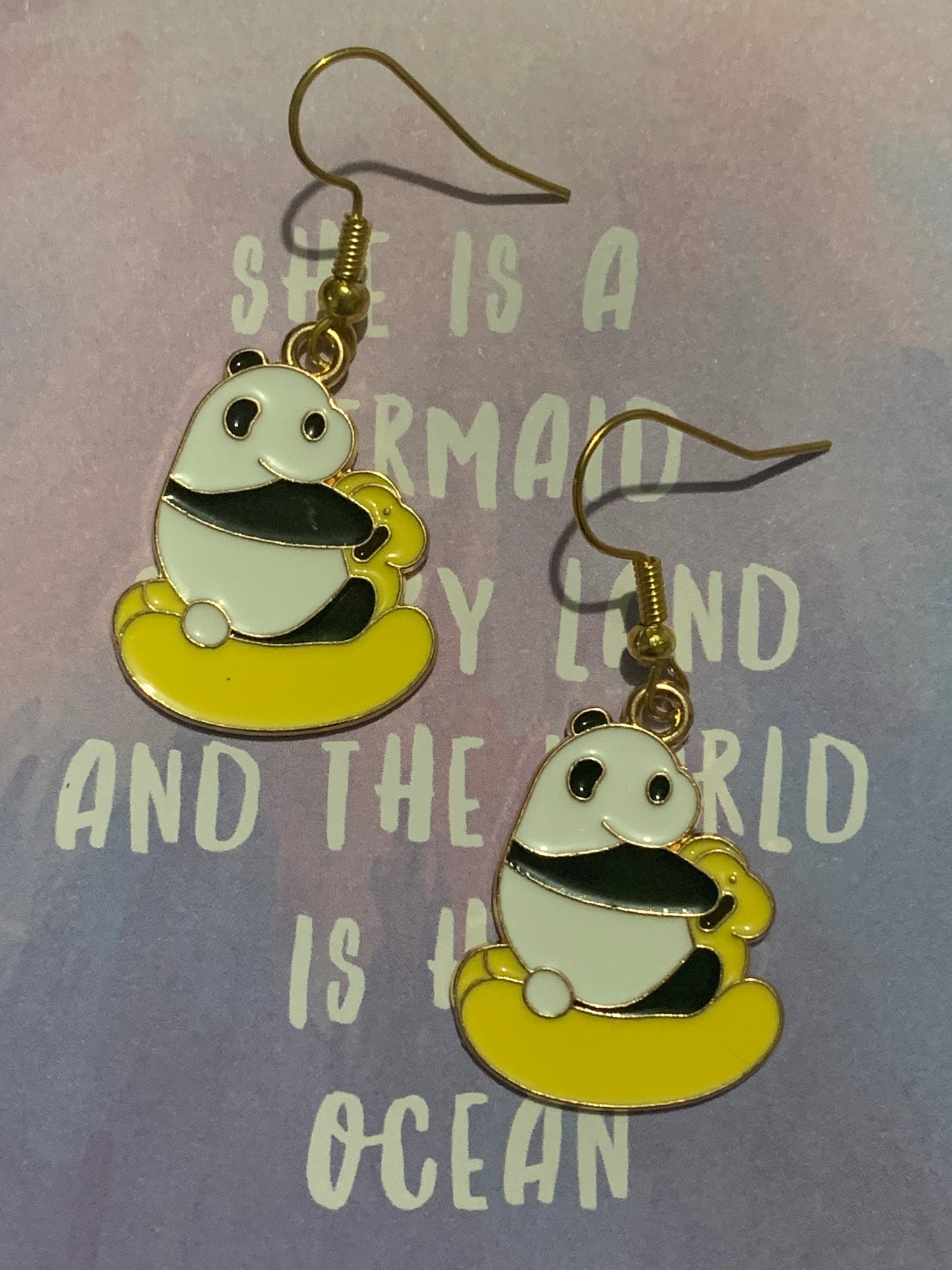 🐼 Panda Floatie Earrings 💛✨