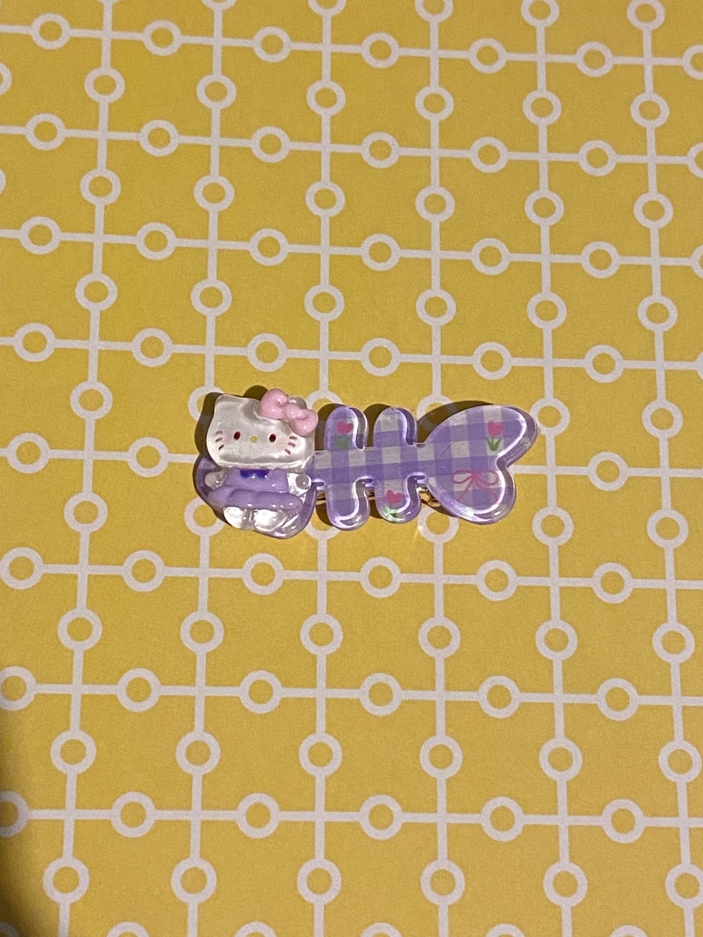 💜 Lavender Gingham Hello Kitty Clip