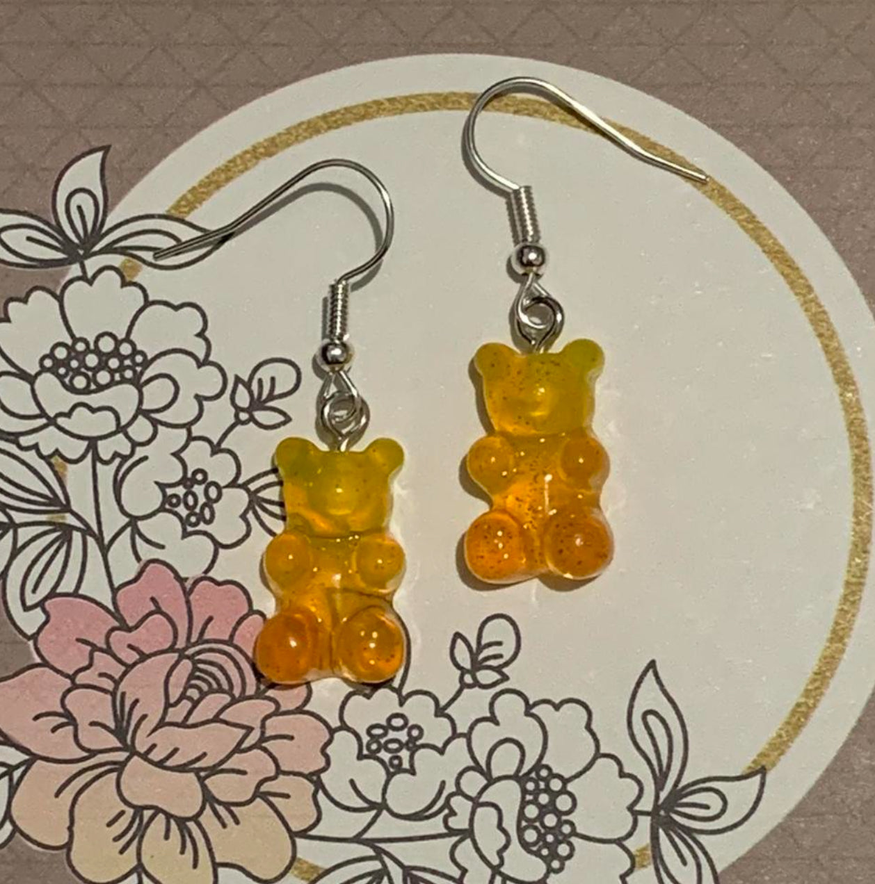 🧸 Sunrise Ombré Gummy Bear Earrings 🌅✨