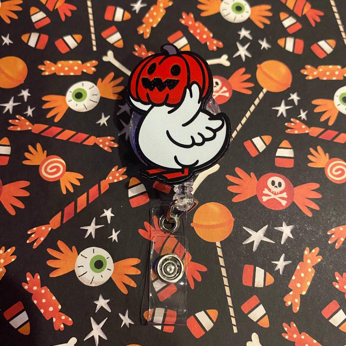 🎃 Pumpkin Head Goose Badge Reel 👻🪿