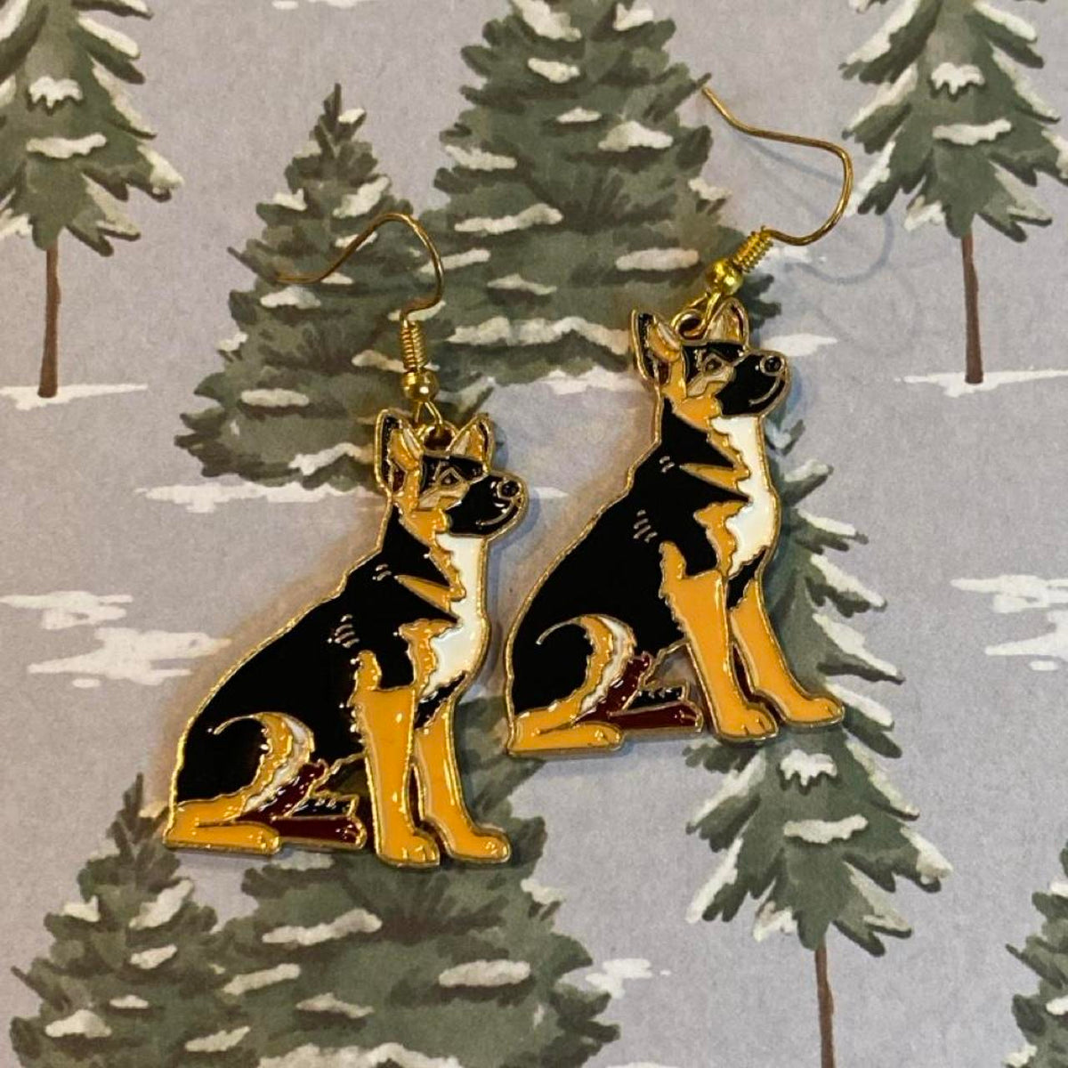 🐕✨ Loyal German Shepherd Earrings 🖤🤎