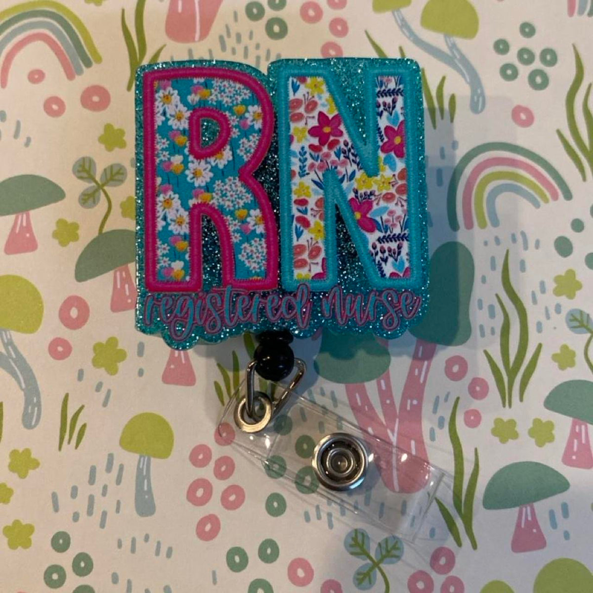 🌸 Floral RN Badge Reel
