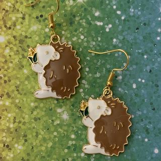 🦔✨ Prickly Sweet Hedgehog Earrings 🤎🌿