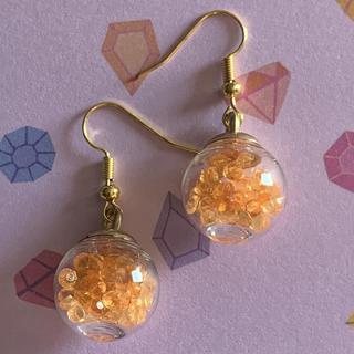 🍊✨ Orange Gem Globe Earrings 🧡💫