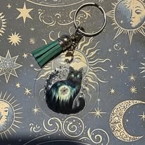 🌲 Forest Moon Cat Keychain 🌕🐾