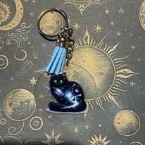 🌙 Starlit Cat Keychain 🌌