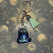 🌌 Enchanted Night Cat Keychain 🌙
