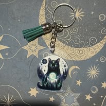 🌕 Lunar Guardian Cat Keychain 🌲✨