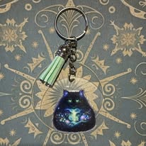 🌌 Mystic Grove Cat Keychain 🌿🐾