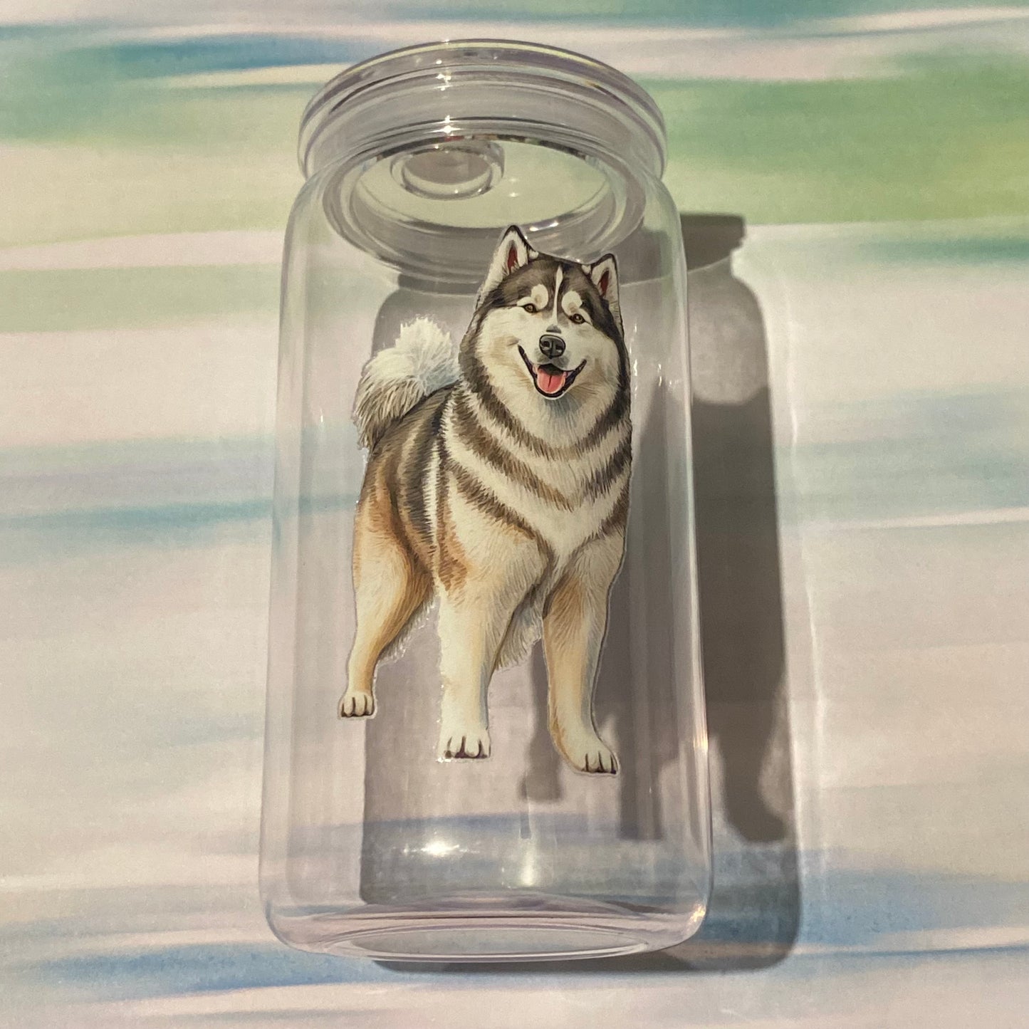 🐾❄️ Snowy Husky Plastic Can Tumbler ❄️🐾