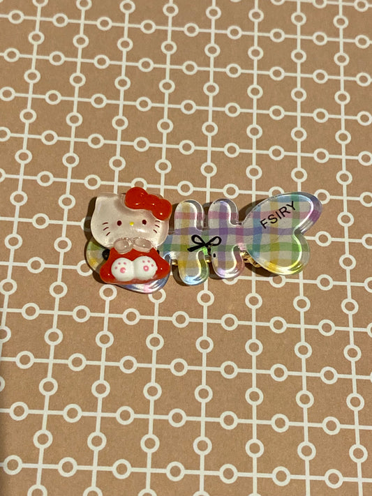🌈 Rainbow Kitty Bow Clip