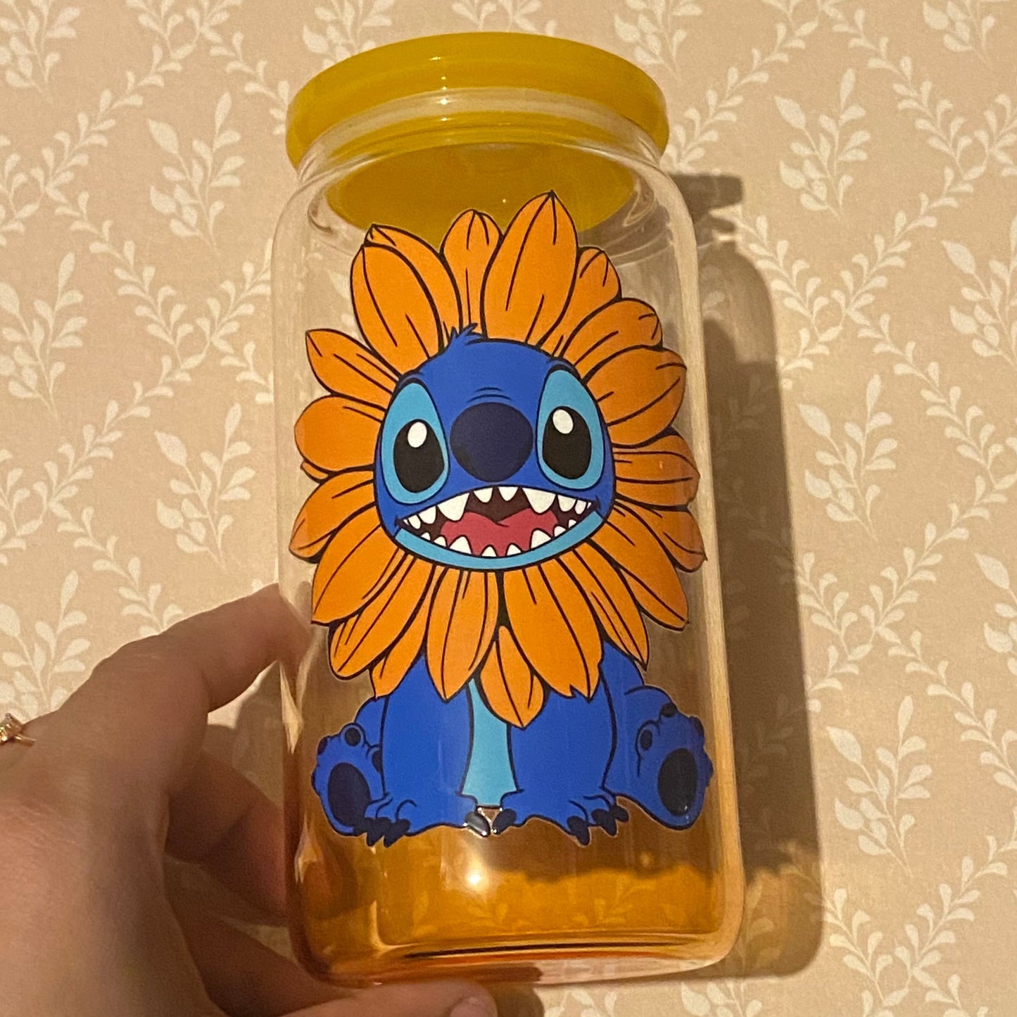 🌻👽✨ Sunflower Stitch Ombré Glass Tumbler ✨👽🌻