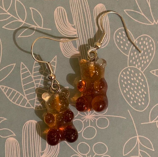 🍺 Root Beer Gummy Bear Earrings 🧸✨