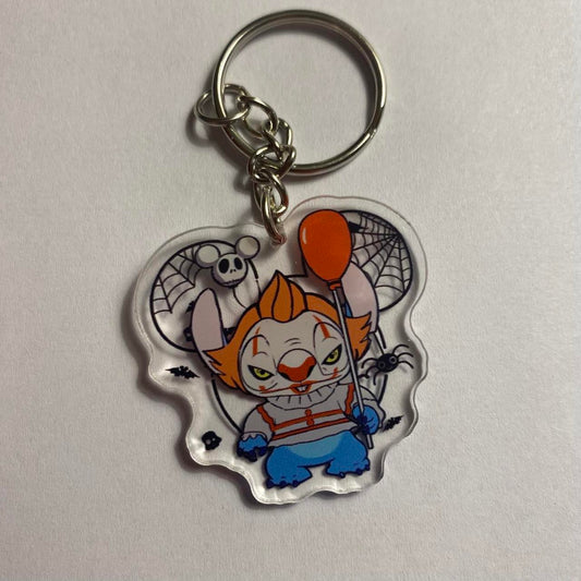 🎈😈 Evil Pennywise Stitch Keychain – “Float With Me”