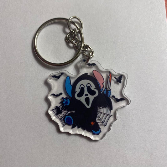 📞 Ghostface Stitch Keychain – “What’s Your Favorite Scare?”🔪