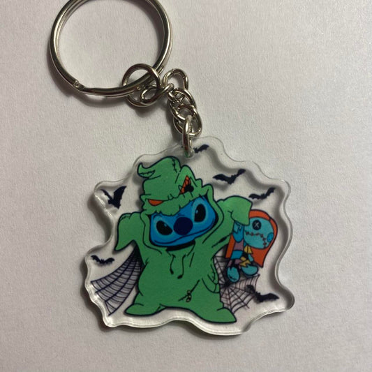 💚🎲 Oogie Boogie Stitch Keychain – “Roll the Dice of Mischief”