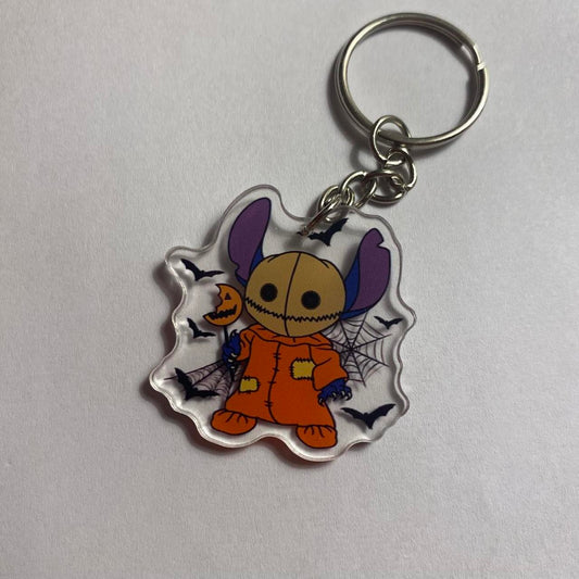 🎃🍭 Sam Stitch Keychain – “Trick or Treat Chaos”