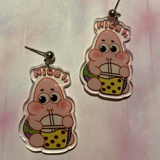 Patrick Star boba Earrings 🧋