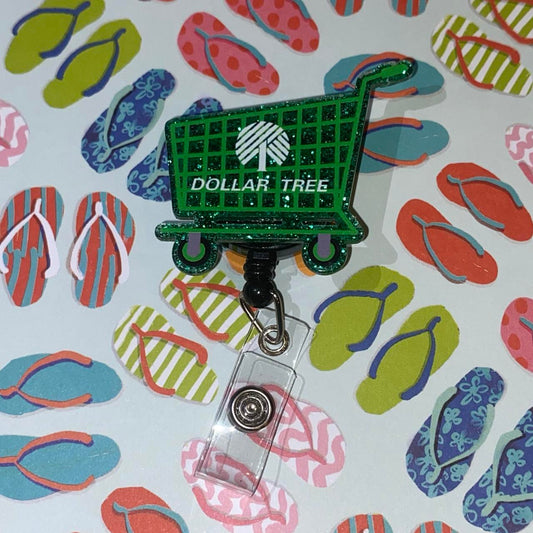 🛒 Dollar Tree Shopping Cart Badge Reel 💚✨
