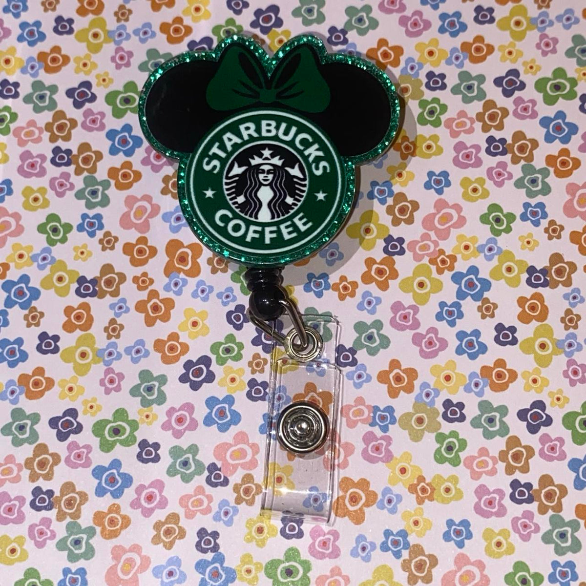 ☕ Green Coffee Mouse Badge Reel 🎀💚