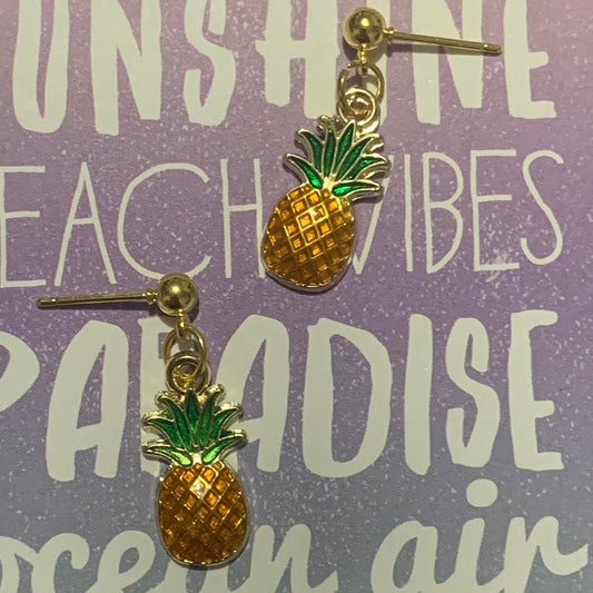 🍍🌴 Golden Pineapple Paradise Earrings ☀️✨