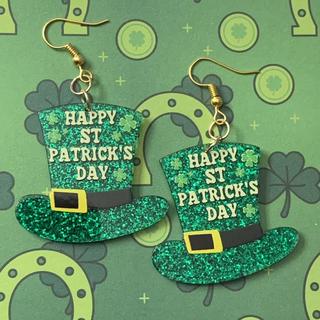 🎩☘️ Happy St. Patrick’s Day Hat Earrings 💚✨