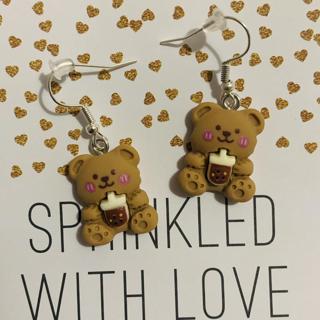 🧸🧋 Honey Bear Boba Earrings ✨