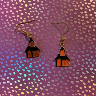 🏚️✨ Spooky Haunted House Earrings 🧡🖤