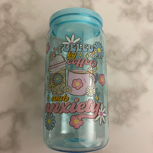 🌼☕ Fueled by Coffee & Anxiety Tumbler 💖✨